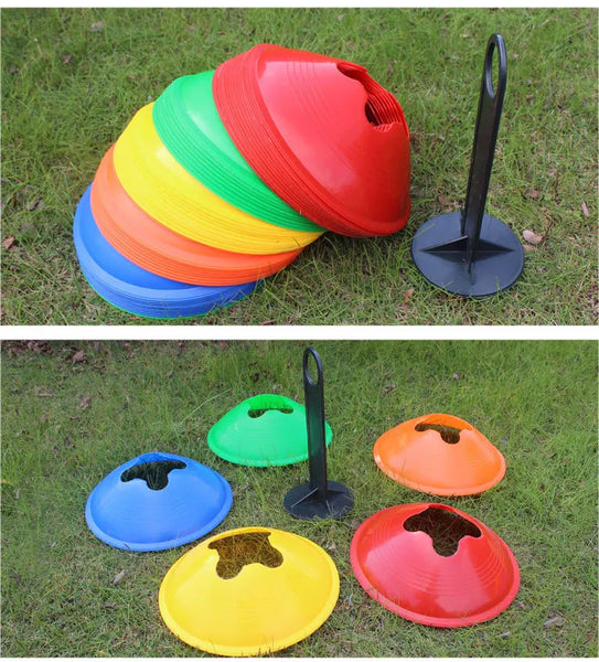 Set of 50 Agility Soccer Cones With Carry Bag Logo Disc And Holder For Training Football Kids Sports Field Cone Markers