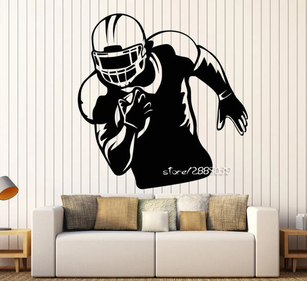 American Football Player Wall Stickers Sports Helmet Wall Decals Removable Waterproof Wallpaper Decor GYM Boys Room SA885