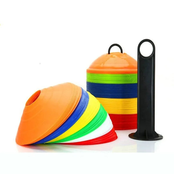 Set of 50 Agility Soccer Cones With Carry Bag Logo Disc And Holder For Training Football Kids Sports Field Cone Markers