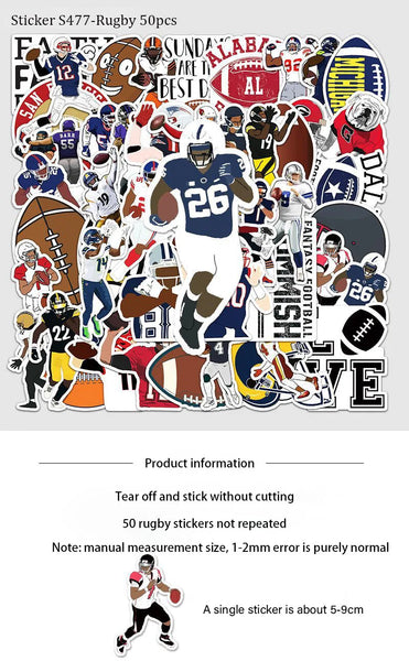 American Football Stickers Super Bowl Sunday Rugby Helmet Stickers for Rugby Team Fans Teens Boys Luggage Motorcycle Snowboard