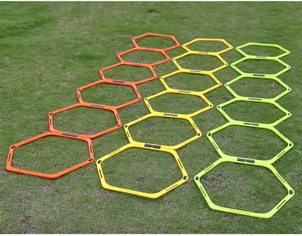 6Pcs Training Rings Agility Football Ring Equipment Folded Hexagon Soccer Footwork Ladder Exercising Multi Supplies Hex Hurdles