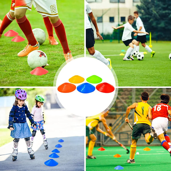 10/15/20/25pcs Agility Disc Cone Set Multi Sport Training Space Cones with Plastic Stand Holder for Soccer Football Ball Game