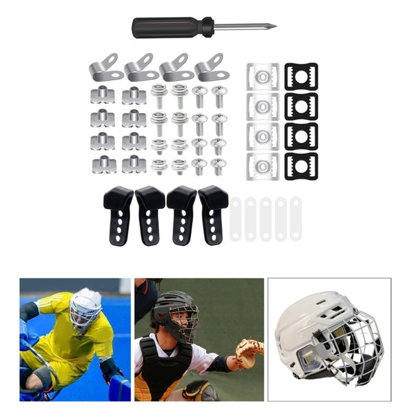 60 Pcs Helmet Repair kits Football Hockey Helmet Hardware Clip Gasket Screw Nut