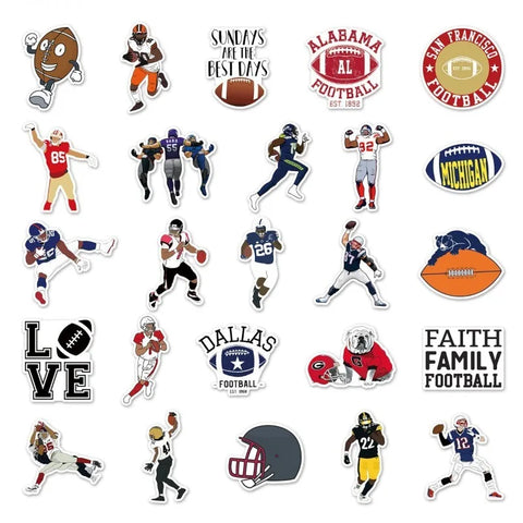 American Football Stickers Super Bowl Sunday Rugby Helmet Stickers for Rugby Team Fans Teens Boys Luggage Motorcycle Snowboard