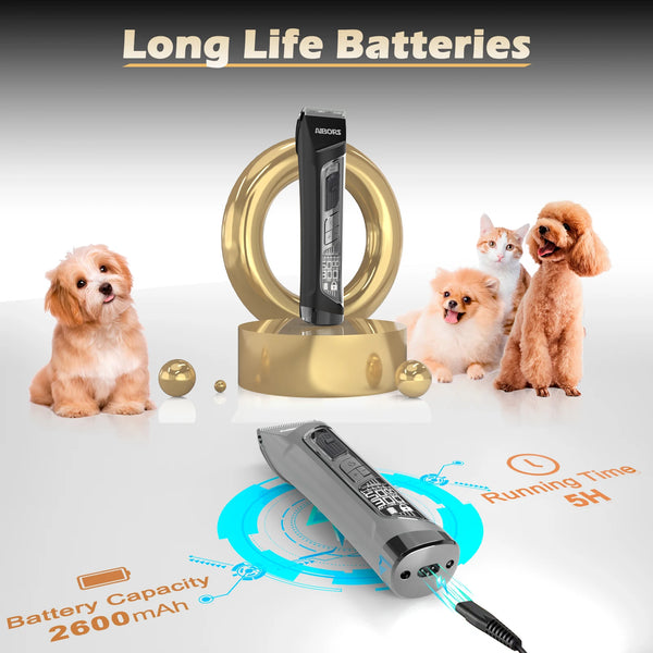 Professional Dog Hair Clippers for Grooming Electronic Puppy Beauty with LCD Low Noise Trimmer Cut Hair Machine For Pet Cat Dogs