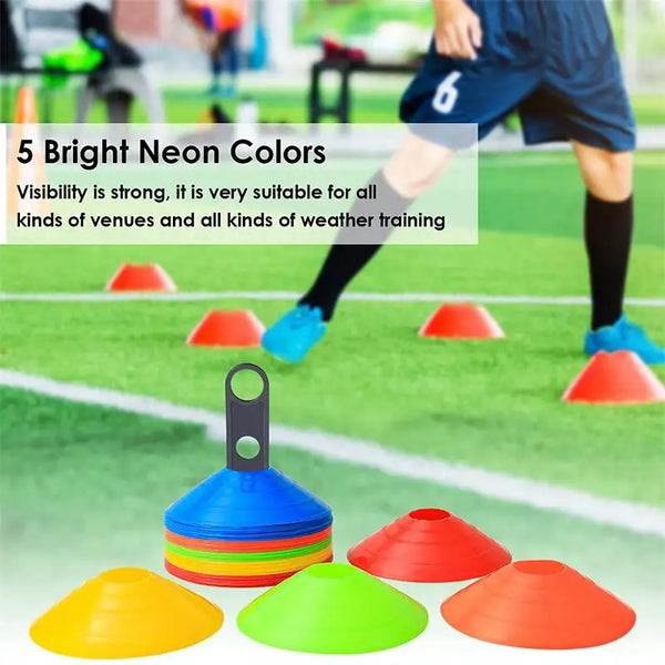 10/15/20/25pcs Agility Disc Cone Set Multi Sport Training Space Cones with Plastic Stand Holder for Soccer Football Ball Game