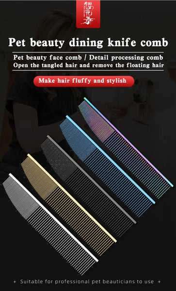 New style Pet beauty dining knife comb face comb / Detail processing comb Open the tangled hair and remove the floating hair