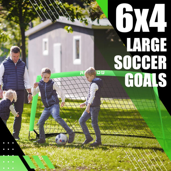 RUNBOW 6x4 ft Portable Kids Soccer Goal for Backyard Practice Soccer Net with Carry Bag