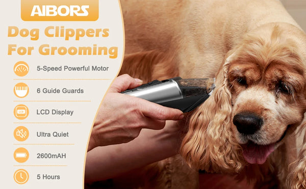 Professional Dog Hair Clippers for Grooming Electronic Puppy Beauty with LCD Low Noise Trimmer Cut Hair Machine For Pet Cat Dogs