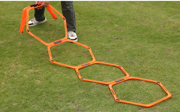 6Pcs Training Rings Agility Football Ring Equipment Folded Hexagon Soccer Footwork Ladder Exercising Multi Supplies Hex Hurdles