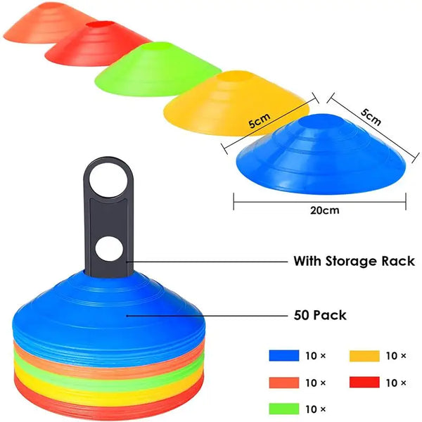 10/15/20/25pcs Agility Disc Cone Set Multi Sport Training Space Cones with Plastic Stand Holder for Soccer Football Ball Game