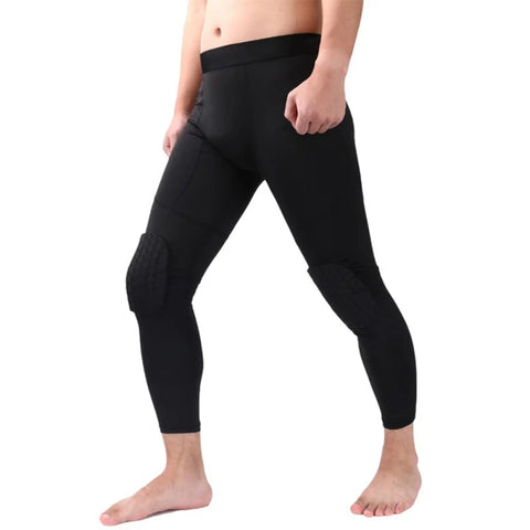 Honeycomb Anti-collision Sports Pants Basketball Soccer Fitness Tights Quick Drying Knee Protection Sports Pants