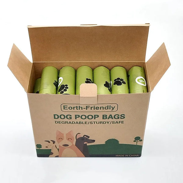 New Pet Biodegradable Trash Bag Dog Poop Bags Bulk Biobase Scented Poo Bag Degradable Cat Waste Bags Dog Poop Dispenser Gifts