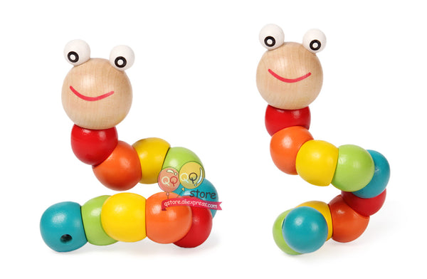 Colorful Wooden Worm Puzzles Kids Learning Educational Didactic Baby Development Toys Fingers