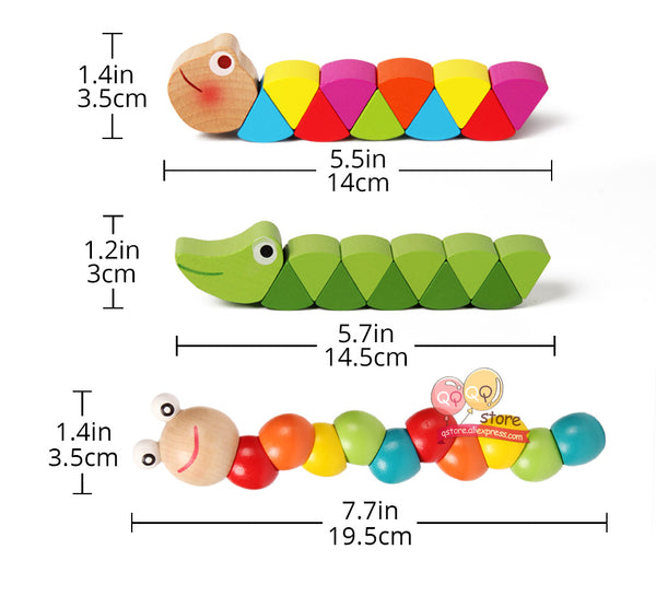 Colorful Wooden Worm Puzzles Kids Learning Educational Didactic Baby Development Toys Fingers