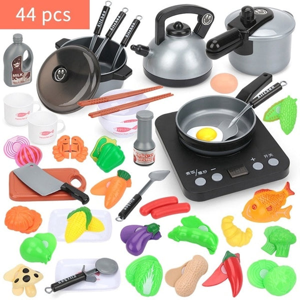 Children Kitchen Toys Simulation Kitchen Utensils Food Cookware Pot Pan Kids Pretend Play Kitchen Set Toys For Girls Doll Food