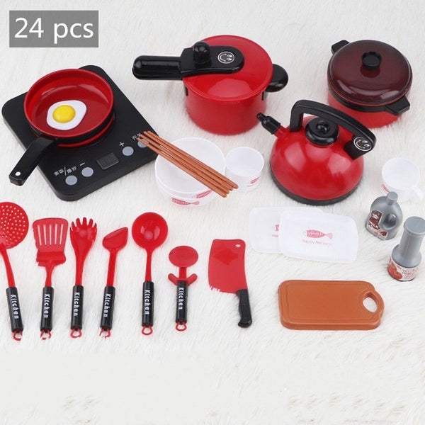 Children Kitchen Toys Simulation Kitchen Utensils Food Cookware Pot Pan Kids Pretend Play Kitchen Set Toys For Girls Doll Food