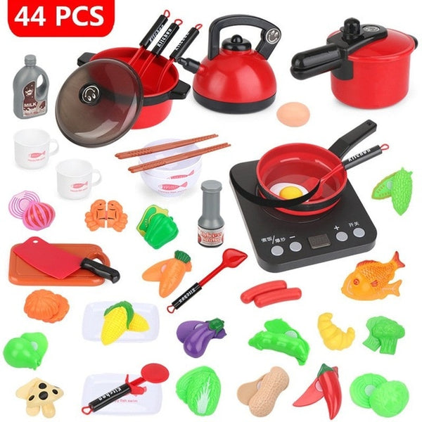 Children Kitchen Toys Simulation Kitchen Utensils Food Cookware Pot Pan Kids Pretend Play Kitchen Set Toys For Girls Doll Food