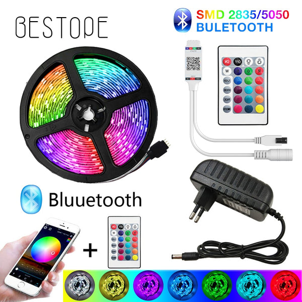 BESTOPE Bluetooth LED Strip Lights 20M RGB 5050 SMD Flexible Ribbon Waterproof RGB LED Lights 5M 10M Tape Diode DC 12V Control