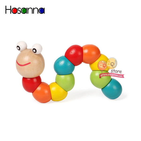 Colorful Wooden Worm Puzzles Kids Learning Educational Didactic Baby Development Toys Fingers